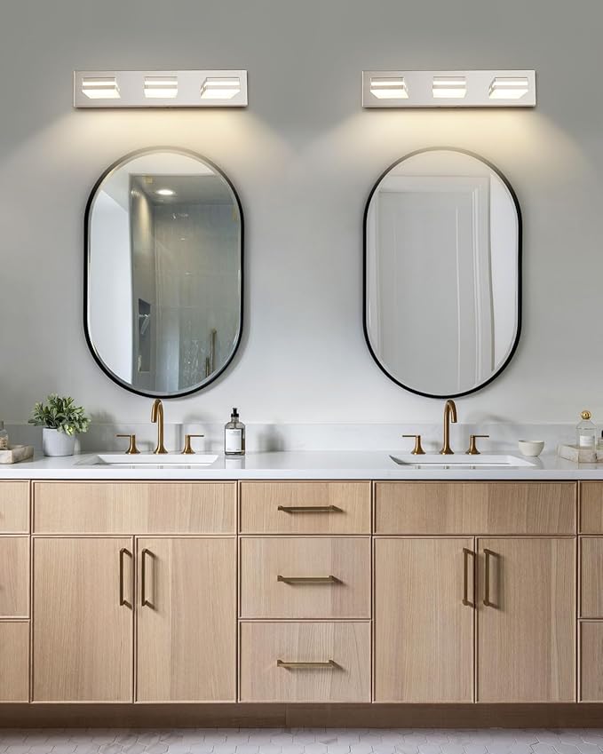 Modern Bathroom Vanity Light, Bathroom Light Fixtures Over Mirror, 22", 3-Light LED Vanity Light 3000K 4000K 5000K CCT Adjustable, Chrome