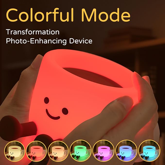 Led Coffee Cup Night Light, Dimmable Timer Nursery Kawaii Lamps, Super Squishy Silicone USB Rechargeable Touch Control Night Lamp, Used for Camping Party Room Decor (Coffee Cup)