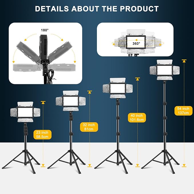 Jiang&Rong 2 Pack LED Video Lighting Kit -5600K Adjustable USB Studio Light | with Barndoor, 9 Colors, for Photography, Streaming, YouTube, TikTok, Film, Recording Studio, Camera Photo Light