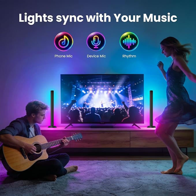 TJOY Smart Wi-Fi Light Bar, Compatible with Alexa&Google Assistant, Gaming Desk Lights with Music Sync&Scene Modes, RGB TV Light Bar, Mood Lighting for Game, PC, Monitor (2.4GHz WiFi only)