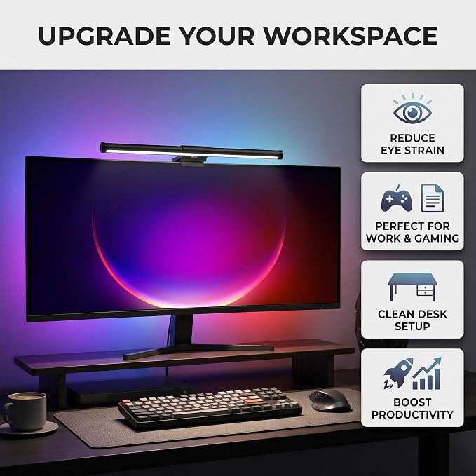 Monitor Light Bar – Full Spectrum LED Screen Lamp, No Glare Eye Care, USB Powered, Home Office Desk Light
