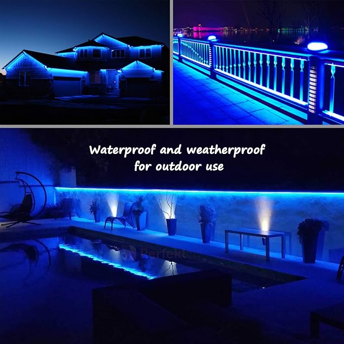 Rope Lights, 16Ft Waterproof Connectable Strip Lighting Blue, Indoor Outdoor Mood Lighting for Home Christmas Holiday Garden Patio Party Decoration