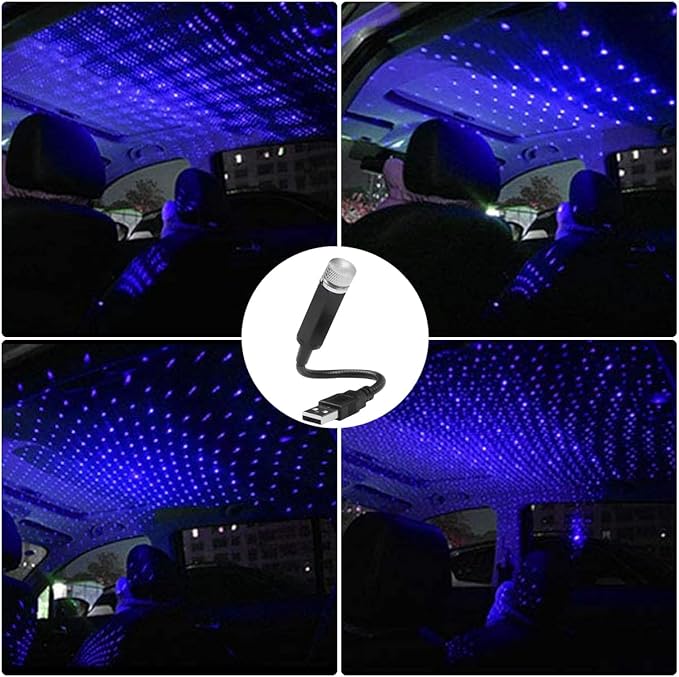 LEDCARE USB Projector Night Light, Portable Adjustable Star Roof Light Car Interior LED Romantic Atmosphere Star Projector for Cars Trucks Bedroom Party Decoration((Violet Blue)