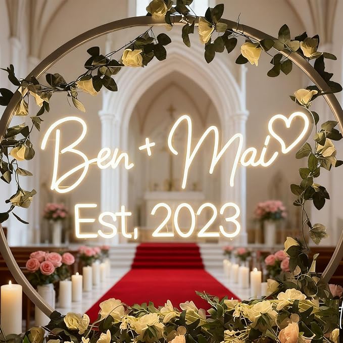 Custom Neon Sign for Wall Decor Personalized LED Neon Wedding Light Sign | Customizable Name Light Up Sign Bedroom Room Decor Aesthetic Birthday Gift