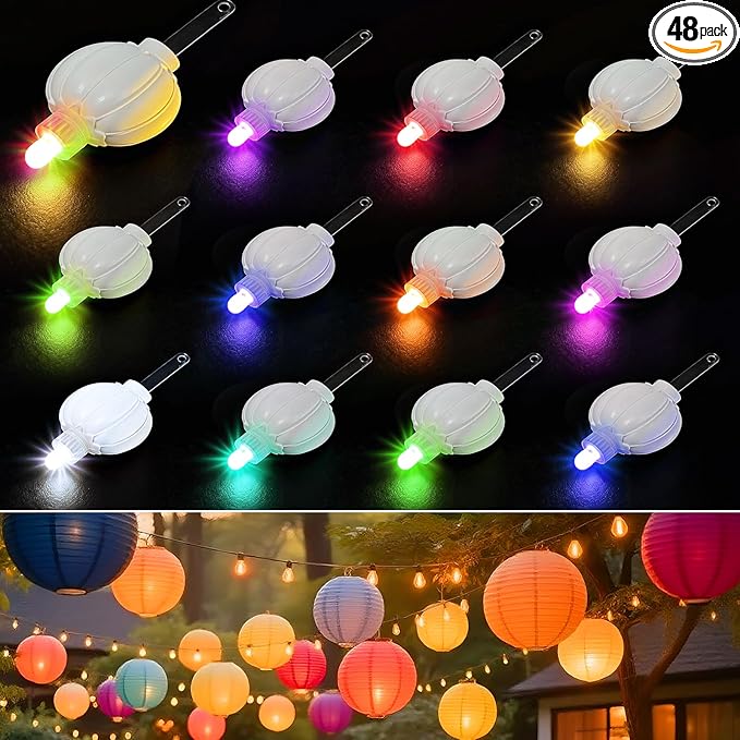 Aogist 48 Pack Small LED Lights Battery Powered Waterproof Hanging Twinkle Light Last 48 Hours for Paper Lanterns,Balloons,Floral,Weddings & Festival Christmas Decorations,Multicolor-Color Changing