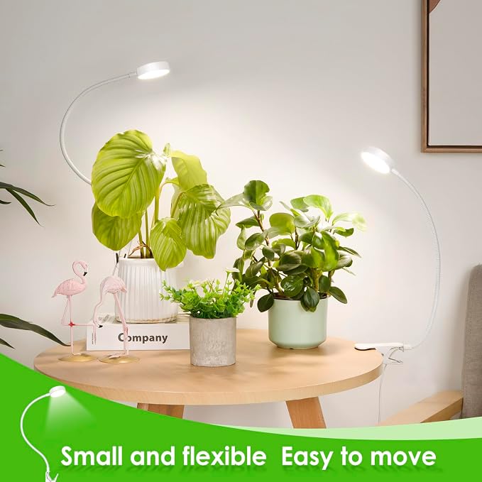 LORDEM Small Pot Clip Grow Light, Full Spectrum LED Plant Grow Lamp for Indoor Growing, Auto On/Off Timer 4/8/12H, Plant Light with 4 Dimmable Brightness Levels, Ideal for Small Indoor Plants, 1 Pack