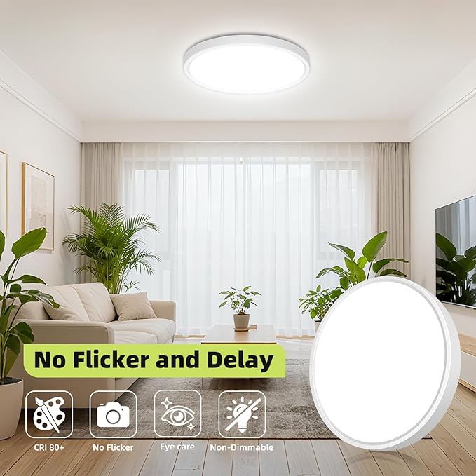 hepside 8Pack 12Inch LED Flush Mount Ceiling Light Fixture 5CCT 24W 2800LM Closet Light Fixture,Small Round Slim Surface Ceiling Lamp for Hallway,Bathroom,Bedroom,Kitchen,Interior