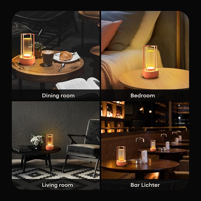 Rechargeable Cordless Small Metal Table Lamp, Stepless Dimming, 3-Color | Gold, 2600mAh Battery, Portable LED Desk Light, Cute, Suitable for Indoor/Outdoor/Restaurant/Bedroom/Bar/Coffee/Camping