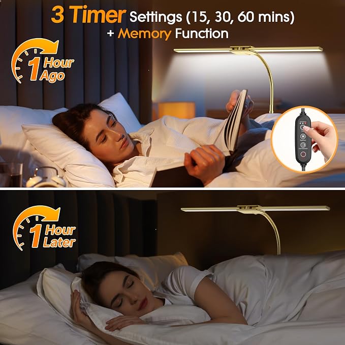 Syrinx LED Desk Lamp for Office Home, Dual Head Eye-Care Architect Lamp | Gesture/Wired Control, Flexible Neck, Bright Desk Light with Memory/Timer, 50 Lighting Modes for Study, Drafting, Gold