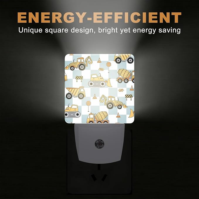 Night Lights Plug into Wall, Grid Excavator Night Light with Dusk to Dawn Smart Sensor for Bedroom Bathroom Hallway Kitchen, Led Nightlights for Boys Girls Women Men