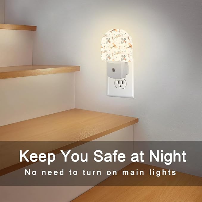 Funny Cartoon Airplanes Night Light, Retro Watercolor Planes Dusk to Dawn Night Light Plug in,0.5w Energy Saving Sleep Friendly NightLight for Kids Boys Girls Home Decor