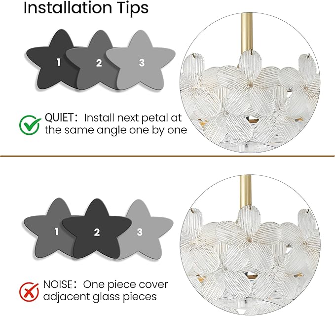 20'' Fandelier Ceiling Fans with Lights, Gold Caged Ceiling Fan with Remote Low Profile, 6 Speed and Petal, Modern Semi Flush Mount Ceiling Fan for Bedroom, Living Room, Nursery