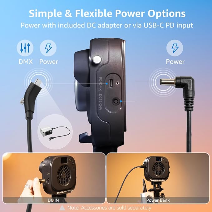 amaran Halo 100x Portable Video Light,100W Bi-Color COB Light | CRI 96+, TLCI 97+ APP Control 2,700K-6,500K Bowens Mount LED Studio Lighting for YouTube Vlog Recording Photography Light