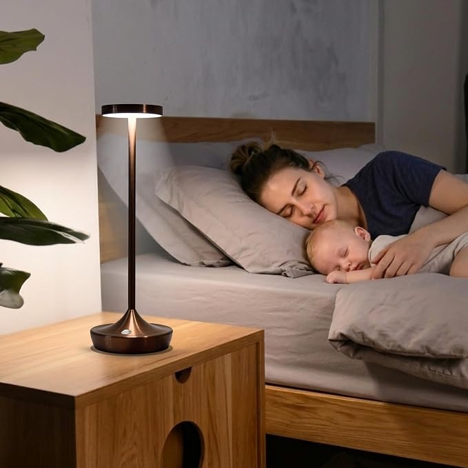 Brown Cordless Table Lamps, Rechargeable 6000mAh, 72H Runtime, Waterproof | Stepless Touch Dimming with 3 Color Modes & Memory Function for the Perfect Ambiance at Home, Restaurants & Patios (2 Brown)
