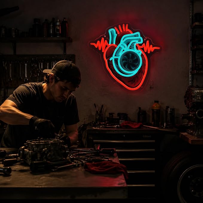 human heart Neon Sign USB Turbo LED Light for Bedroom Garage Party Decor | Brighten your space with a modern Heart Neon Sign, designed to create a warm and stylish atmosphere for bedrooms, garages, gaming rooms and party décor.