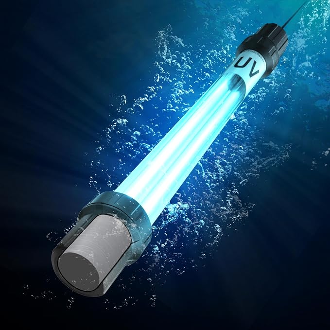 32W Aquarium UV Light for 200-3000 Gallon, Pond UV Light with 17FT Cord | UV Pond Water Clarifier for Koi Pond, Swimming Pool, Spa, Large Fish Tank, Cold Plunge UV Light for Pond Algae Control