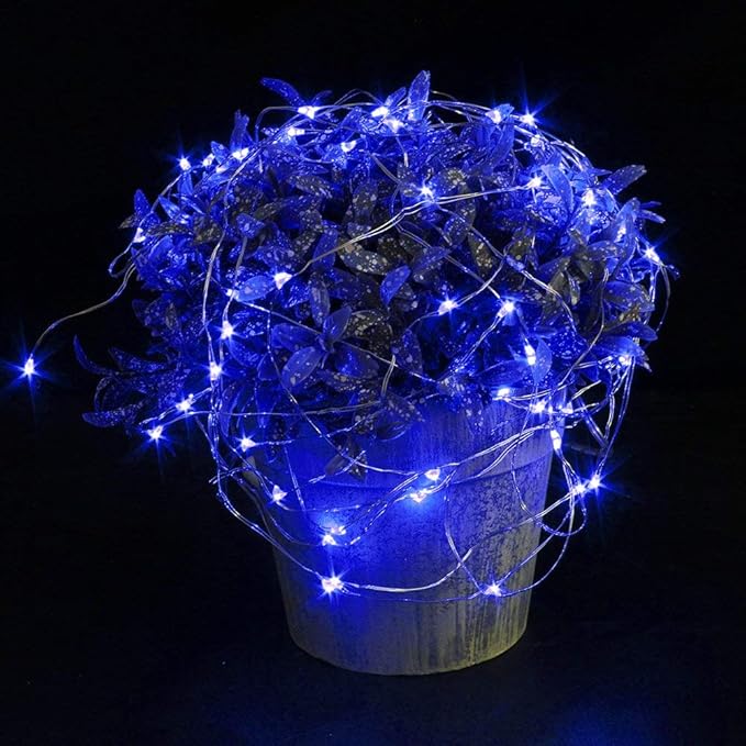 CYLAPEX 12 Pack Blue Fairy Lights String Battery Operated Fairy Lights Starry String Lights on 7ft Silvery Copper Wire DIY Christmas Decoration Costume Wedding Party Halloween Easter