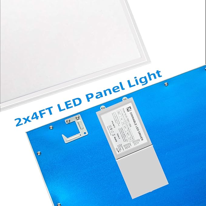 WYZM 2X4 LED Flat Panel Light,4 Pack,0-10V Dimmable,7800 Lumens,5000K White Color,LED Recessed Edge-Lit Troffer Fixture Light,Commercial Lighting Shop Warehouse Office,ETL Certificated