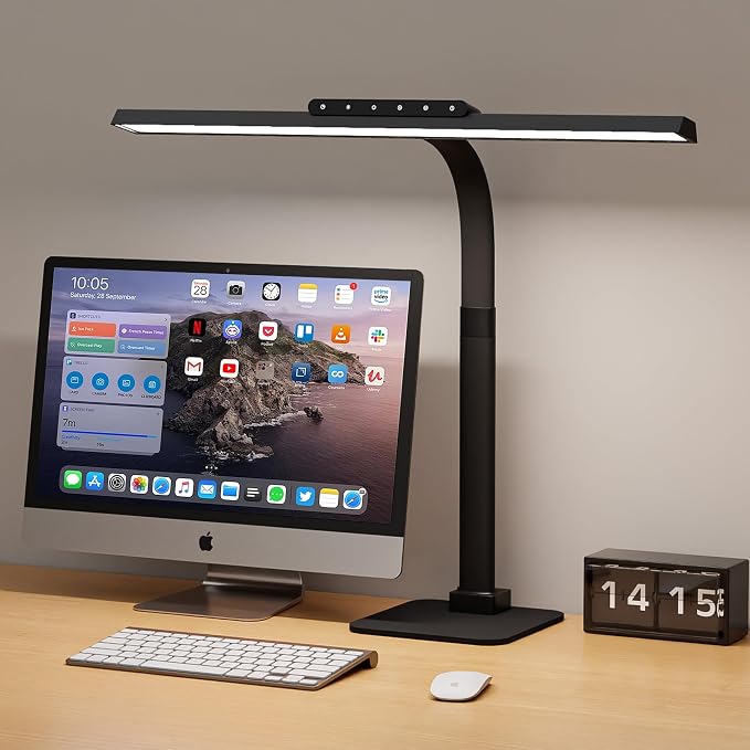 Architect Desk Lamp for Office, Bright Gooseneck Light with Stable Base | 24W Gooseneck Eye-Caring Touch Control Desk Lights, Dimmable Brightness & Color Computer Lights for Desktop