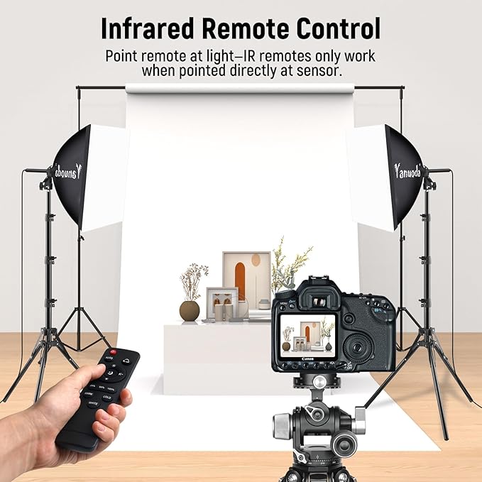 Softbox Photography Lighting Kit with Telecontrol, 16"x16" Softbox Light Kit, 95W 3000K-7500K LED Bulb(CRI 97 & TLCI 97), Soft Box Lights for Video Recording/Live Streaming/Photography