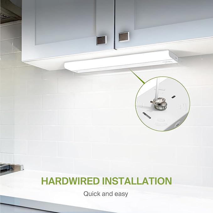 ASD 32 Inch Hardwired LED Under Cabinet Light, On/Off & 5CCT Switch 2700K-5000K, 16W 1436LM CRI90+, Direct Wire Low Profile Linkable Fixture, Dimmable Under Counter Kitchen Lighting, White, UL