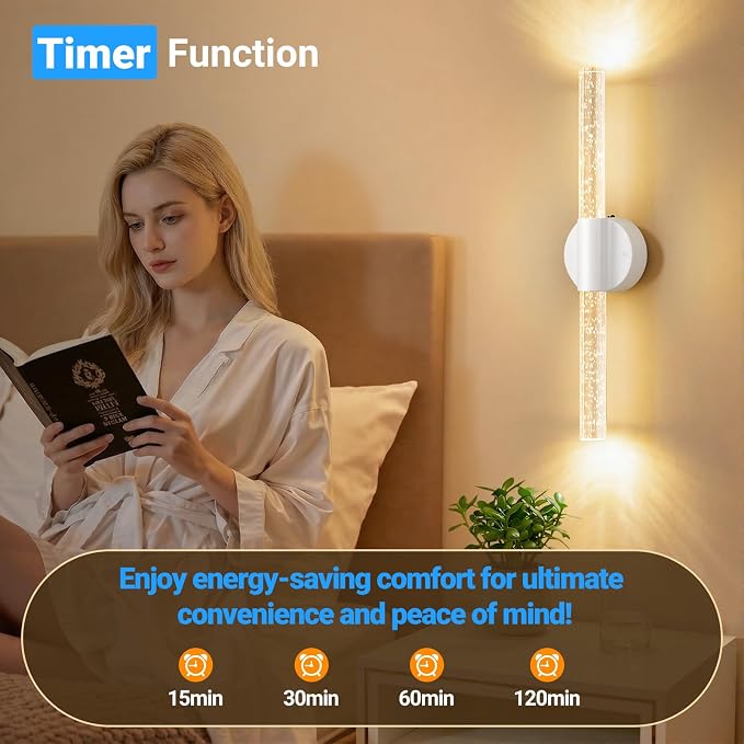 VerRon Peel and Stick Rechargeable Magnetic Wireless Wall Sconces Set of 2 | Linear Wall Lights with Remote&Touch Control, 3CCT&Dimmable Battery Powered Vanity Wall Lamp for Bedroom Living Room