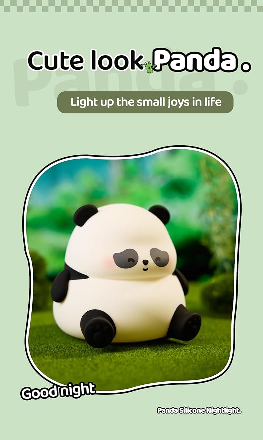 Cute Panda Lamp, Squishy Sleepy Panda Night Light Novelty Animal Lamp, 3 Level Dimmable Nursery Nightlight with Timer, Silicone Touch Night Light Fun Gifts for Kids Boys Girls