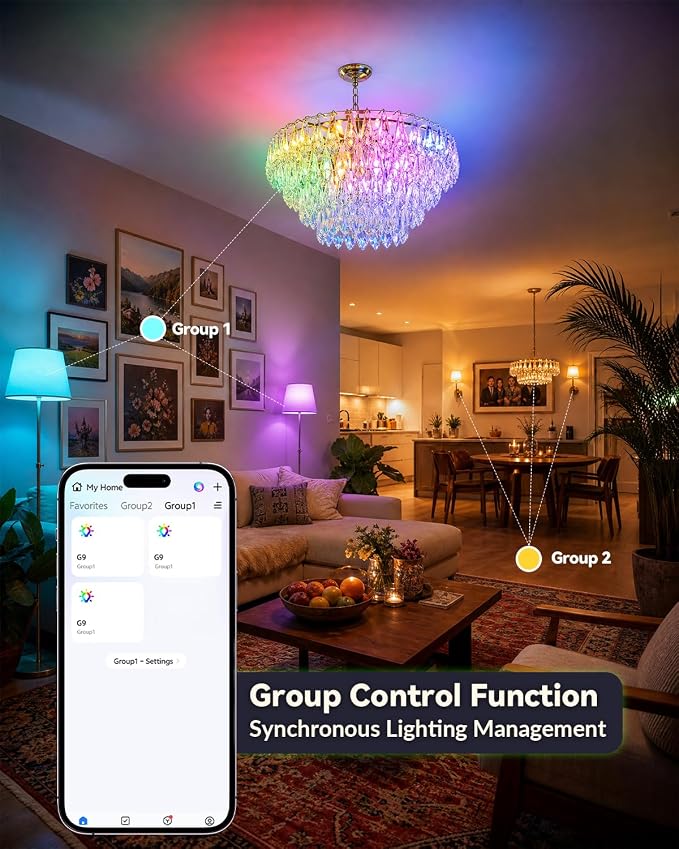 Smart G9 LED Bulb, RGBW Color Changing T4 Bulb Dimmable 2-Pack | G9 Bulb Bluetooth, Remote & App Control, 2700K-6500K Tunable White, G9 Halogen Replacement Bulbs Chandelier