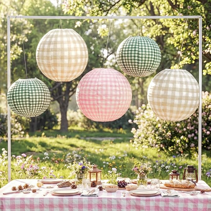 xo, Fetti Paper Camp Lantern Set | Pink, Green, Camp, Bachelorette, Birthday, Outdoor Party, Glamping Decor
