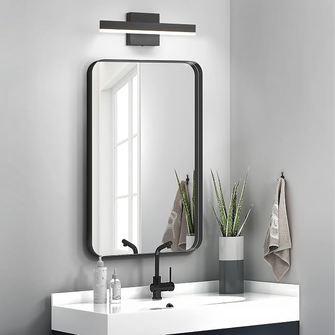 Black Bathroom Vanity Light Fixture 15.7'' 20W Dimmable 5CCT LED Hardwired | Bathroom Light Fixture Over Mirror, Bathroom Wall Sconce, Rust-resistant, ETL Certificated, 2700K/3000K/3500K/4000K/5000K