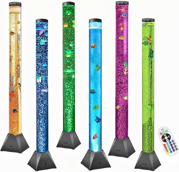 CALOVER 4FT Sensory Fish Bubble Tube Lamp – Soothing Aquarium Night Light for Calming Autism & ADHD, Stress Relief for Kids, Adults, Relaxing Home Décor