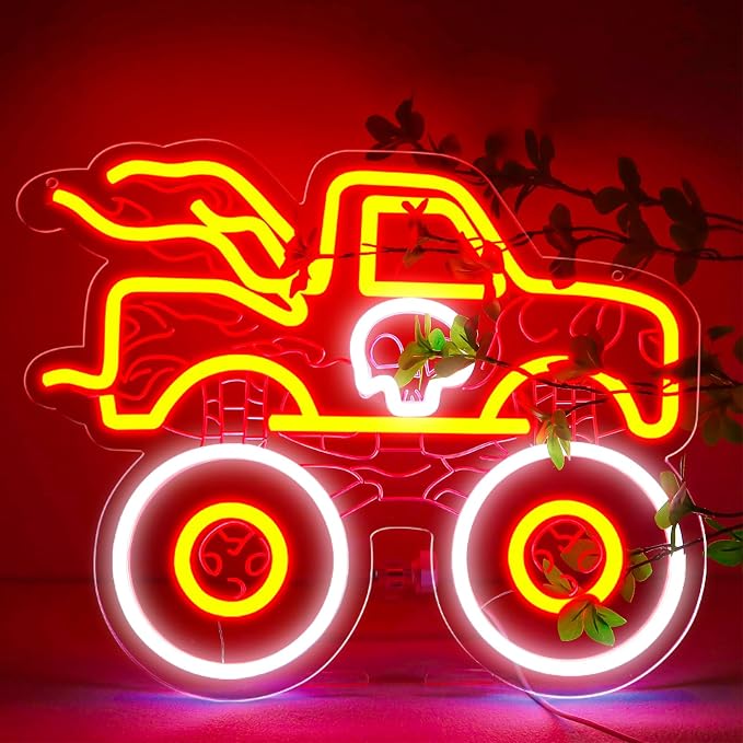 AHlove Truck Neon Sign for Wall Decor，LED Neon Lights for Game Room、Man Cave，Birthday、Christmas Gifts for Teen Boys and Girls