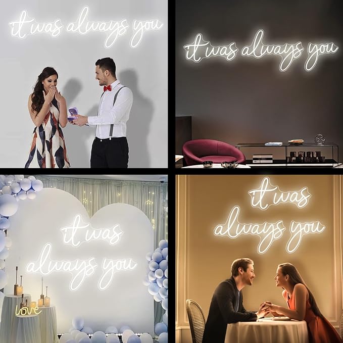 Super Large It Was Always You Neon Sign with Dimmable LED Light Wall Decor | Bedroom Living Room Bar Party Club Wedding Girls Birthday, 65.75 Inch, Warm White