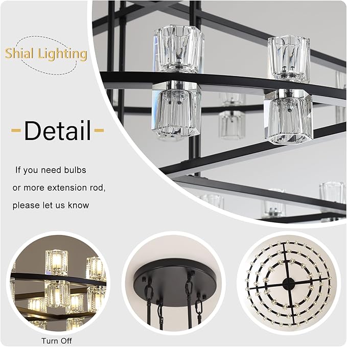 3 Tier Black Large Wagon Wheel Chandelier, 124-Lights Farmhouse Pendant Light Fixture, Rustic Round Chandelier for Foyer Entryway Living Room (Dia 59"+40"+24")