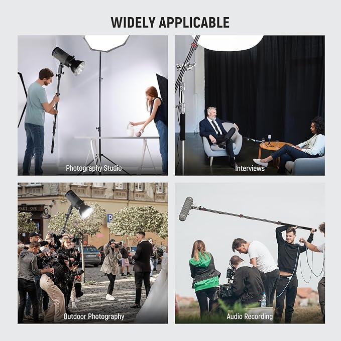 NEEWER 7.5ft/230cm Handheld Light Stand, Portable Telescopic Aluminum Photography Lighting Stand with 1/4" 3/8" 5/8" Screw/Flip Lock/Shoulder Strap for Strobe Light Flash, Max. Load 11LB/5KG, MS-230C | Handheld Light Stand, 1/4" 3/8" 5/8" Screw, Flip L...