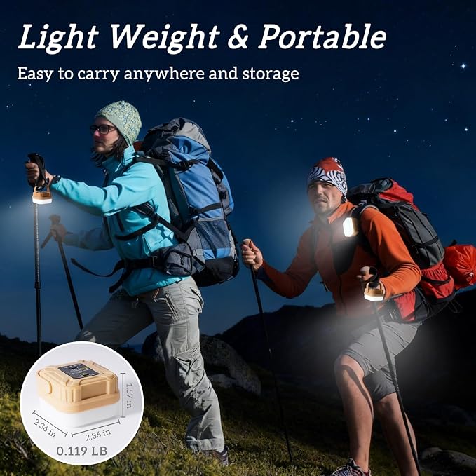 4 Packs Rechargeable Camping Lights LED Camping Lantern | 300LM, 3 Light Modes, Portable IP53 Waterproof Tent Lights for Camp, Outdoor,Hiking, Fishing,Emergency Outage