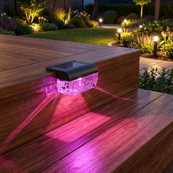 Solar Deck Lights 12 Pack, Solar Lights Outdoor Waterproof for Outside, Stairs, Step, Fence, Yard, Garden, Patio, Pool, Railing (Color Changing)