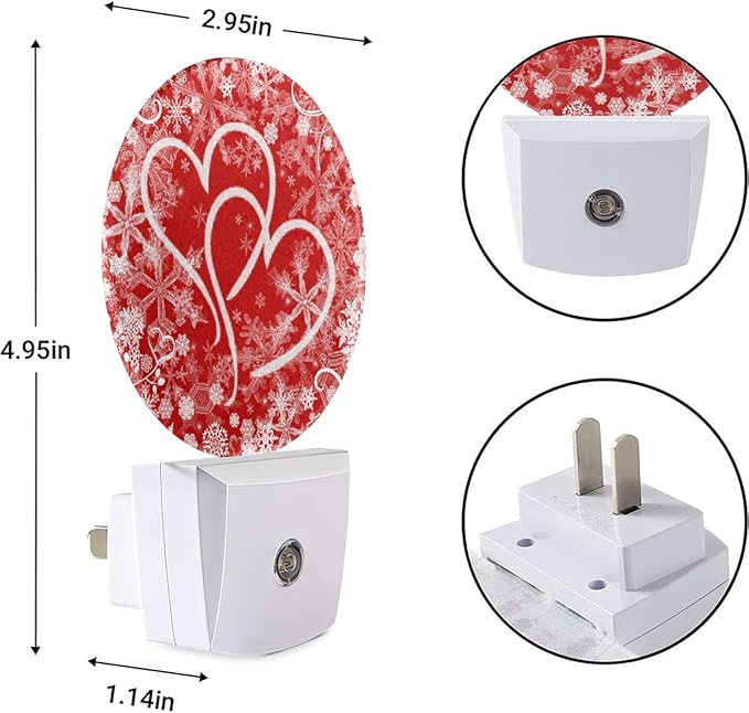 EKOBLA Red Sweet Hearts Plug-in Nightlights Valentine's Day Love Symbol Flowers Night Lights Plug into Wall Dusk to Dawn Sensor LED Lamp for Hallway Bedroom Bathroom