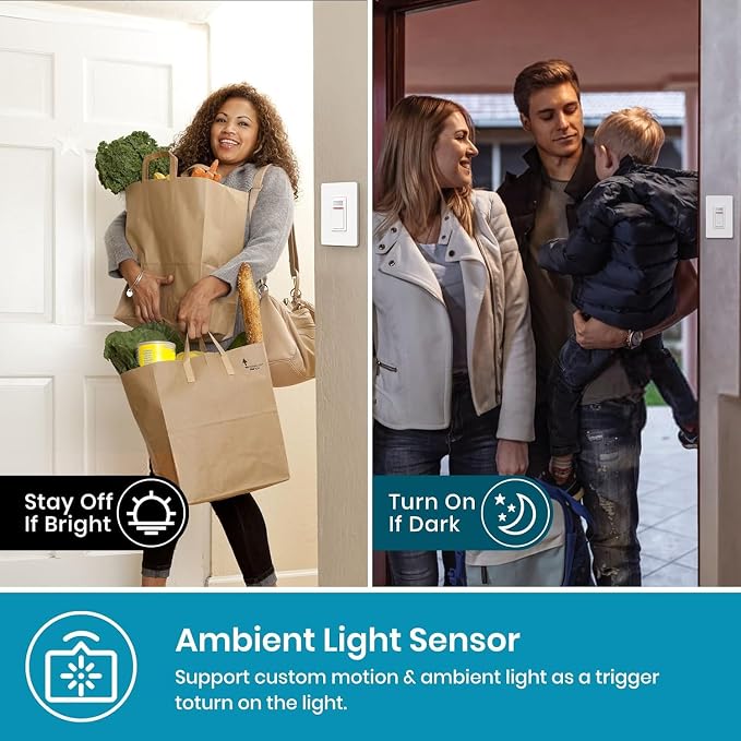 Nexete Smart Wi-Fi Motion Sensor Light Switch for Smart Home Automation, Single Pole/3-Way, PIR Occupancy/Vacancy Sensor, Compatible with Alexa & Google Home Neutral Wire Required(Sensor)