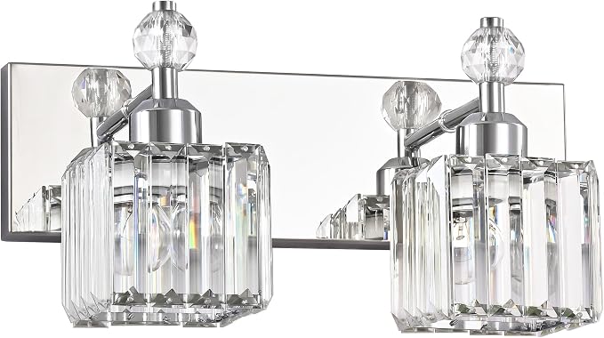PRESDE Crystal 2 Light Bathroom Vanity Lights Chrom Bathroom Lights Fixtures Over Mirror Modern Bedroom Hallway