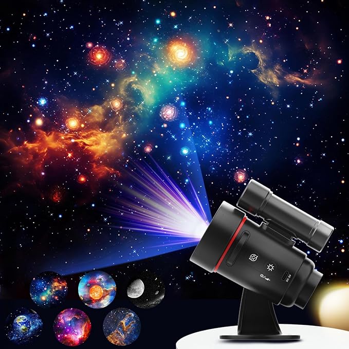 Portable Mini Galaxy Projector Wall Light with Rechargeable Battery Operated Planetarium Star Projector Starry Sky Space Solar System Moon Nebula for Bedroom Hallway Ceiling Car Roof Tent Decor