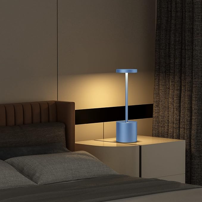 Cordless Table Lamp Rechargeable,Battery Powered LED Outdoor Table Light | SAKRINGT 3 Color Stepless Dimming,72Hrs Long Lasting Battery Operated,Portable Waterproof Touch for Patio Restaurant Dining