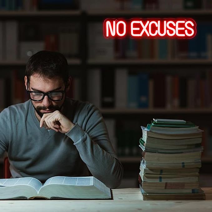 No Excuses Gym Neon Sign, GYM Motivational Neon Workout Neon Sign Fitness Studio Training Room Decor GYM Wall Art Decor Light Sign Gym Enthusiasts Gymnastic Sign(14.1 * 3.1in)