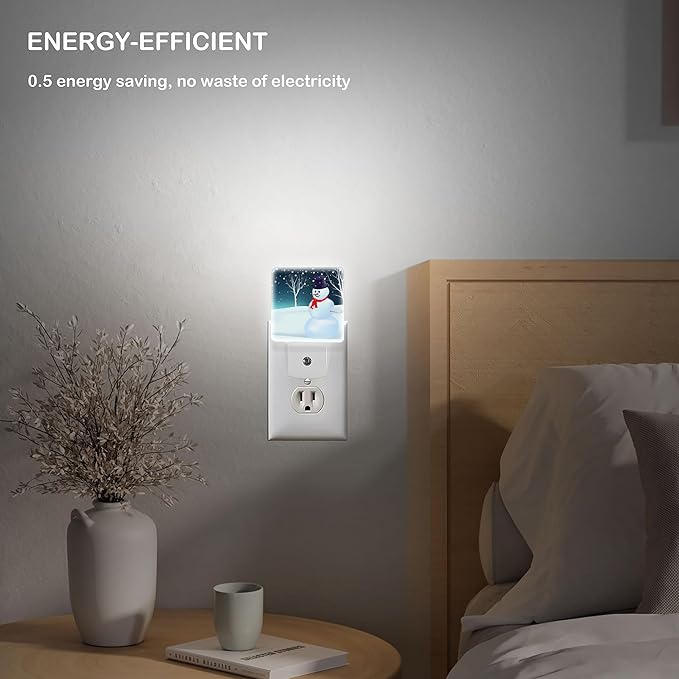 LED Night Light Lamp with Smart Sensor Dusk to Dawn Sensor,Snowman Christmas Tree Night Light Daylight White,0.5W Plug-into Wall for Adults,Bedroom,Bathroom,Hallway,Kitchen