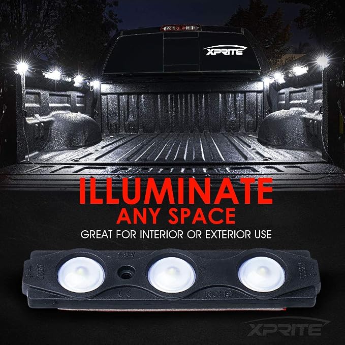 Xprite White Truck Pickup Bed Light Kit, 24 Led Cargo Rock Lighting Kits w/Switch for Van Off-Road Under Car, Side Marker, Foot Wells, Rail Lights - 8 PCS
