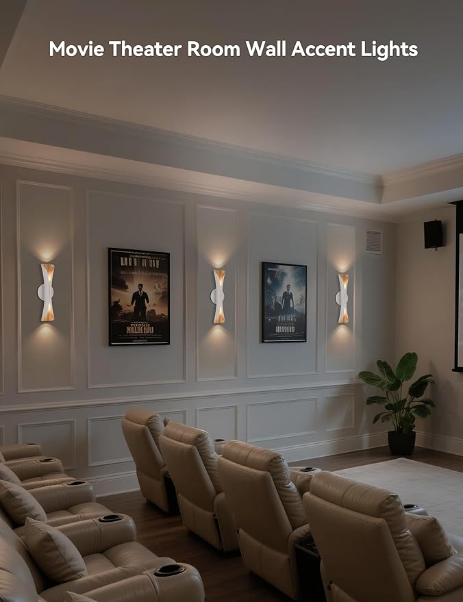 Tubicen Wall Sconces Dimmable Up and Down Indoor Theater Sconce Lights White and Gold Hardwired Modern Decorative Wall Lights for Living Room Bedroom Hallway Stairway 15.7" H