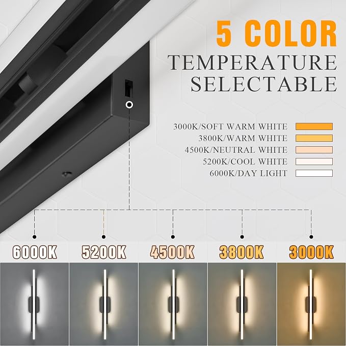 VitaLink Black Vanity Light, 35" Modern LED Wall Light Long Wall Lamp for Bathroom Over Mirror Dimmable Hardwired Wall Mount Lighting Over Vanity Indoor 5CCT(3000K/3800K/4500K/5200K/6000K)