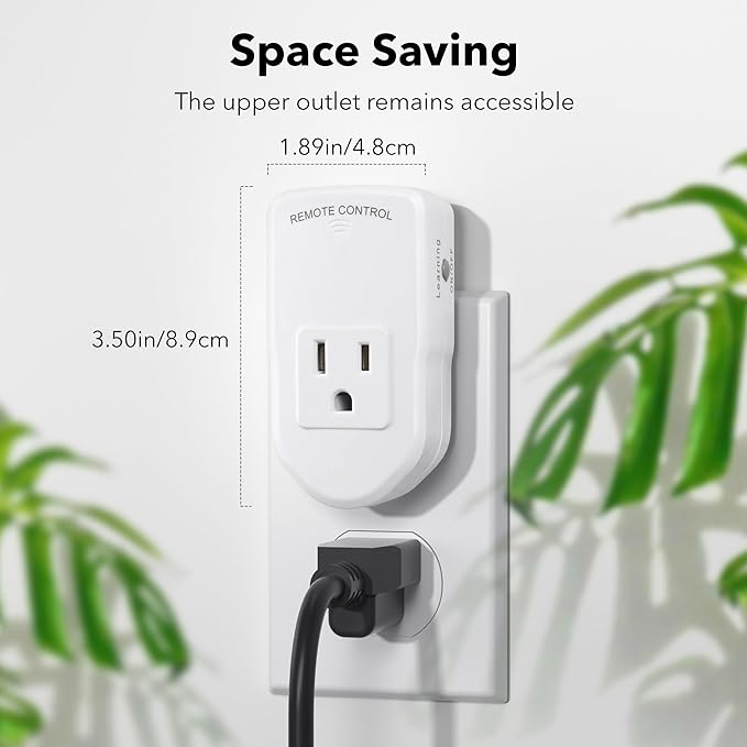 BN-LINK Wireless Remote Control Outlet Electrical Switch for Lights, Fans, Christmas Lights, Small Appliance, 100ft Long Range White 10A/1200W, 1 Remote + 1 Outlet, ETL & FCC Certified