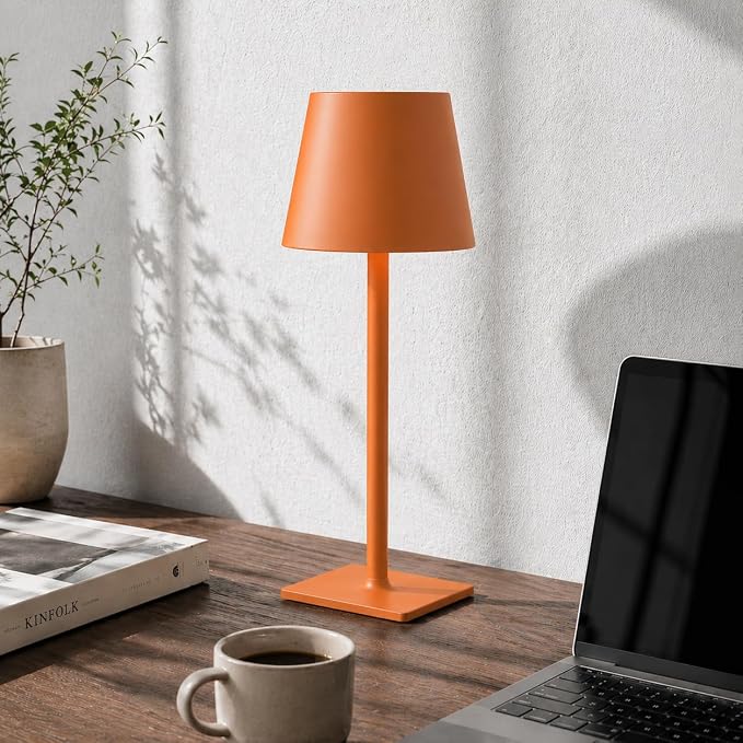Yogaret Orange Cordless Table Lamp Set of 2-3 Way and Stepless Dimmable - for Restaurant Dining Bedroom Home Bar
