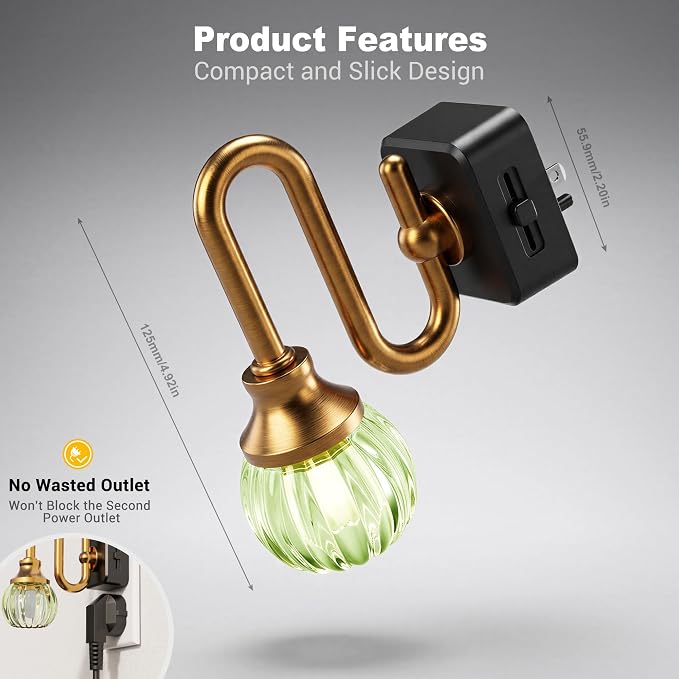JandCase Night Light, Night Lights Plug into Wall Green Tulip | LED Nightlight, 0-100LM Dimmable Nightlights, Dusk to Dawn Sensor, 1W Vintage Nite Light for Bathroom Hallway Decor, 1 Pack